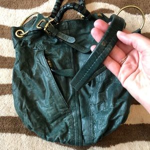 Oryany teal and black leather shoulder bag